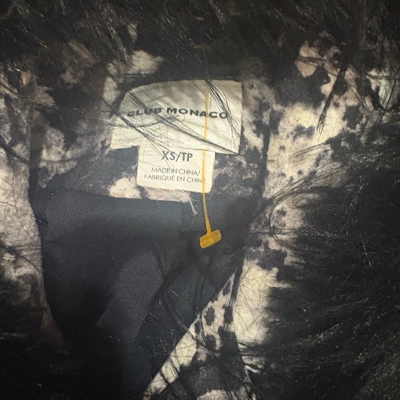 Club Monaco Black and White Bomber Jacket with Faux Fur Collar - Picture 3 of 9